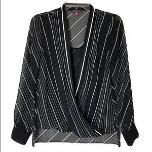 Vince Camuto Black Chiffon striped blouse top